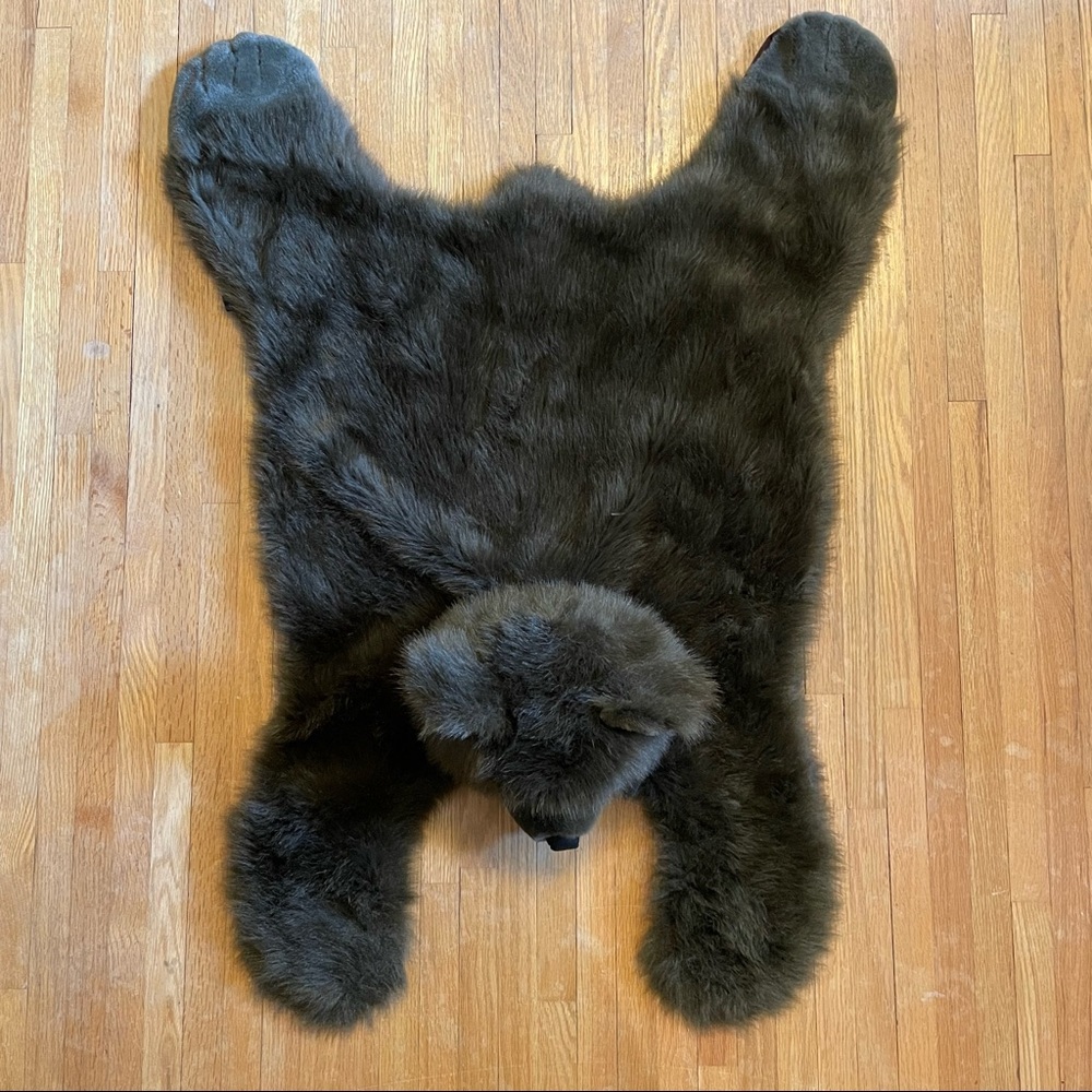 Brown Bear Faux Fur Kids Throw Rug